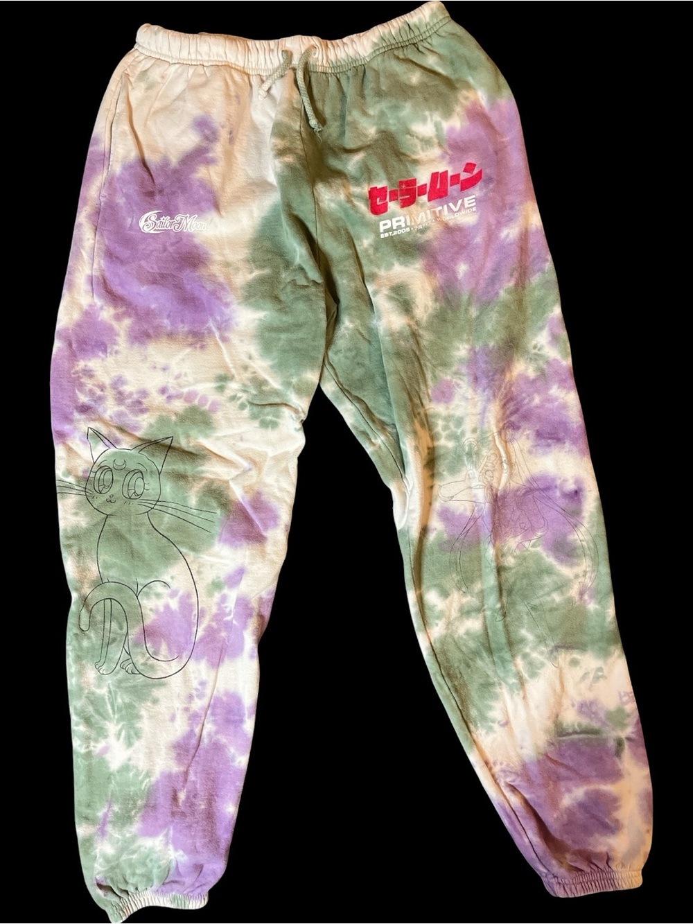 Sailor moon x Primitive Tie-Dye Anime Sweatpants Woman’s Large 28x38